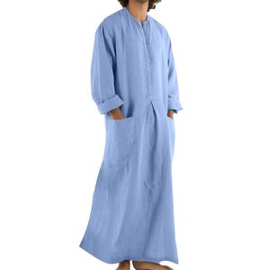 Qamis ample et respirant pour homme, style Dubaï, couleur unie, vêtement musulman marocain islamique ethnique, type Daffah Thobes - Product Image 6