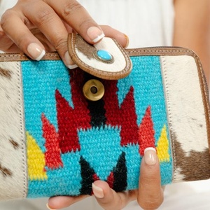 Cartera Multiusos de Cuero Acolchado Azteca para Mujer, Cartera de Mano Multicolor de Cuero Occidental, Novedad - Product Image 4