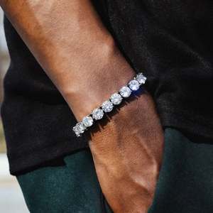 Pulsera de tenis de moissanita de plata 925 chapada en oro blanco con corte brillante y engaste de garra, joyería unisex certificada para bodas - Product Image 4