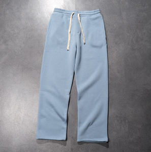 High Quality French Terry Cotton Oversized Baggy Sweatpants Custom Straight Curved Striped <b>Trousers</b> with <b>Drawstring</b> Rope - Product Image 3