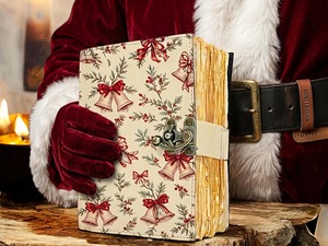 Christmas Leather Journal Festive Bells Floral Diary - Product Image 4
