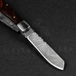 Navaja de Bolsillo Plegable de Acero de Damasco Hecha a Mano con 2 Hojas para Uso Diario - Product Image 4