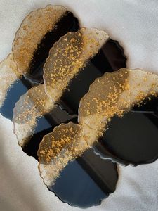 Handmade Epoxy Resin <b>Coaster</b> Set – Modern Home Décor Accessories Luxury Resin <b>Coasters</b> with Gold Flakes – Elegant <b>Drink</b> <b>Coaster</b> - Product Image 2