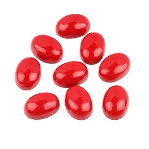 Cabochon plat ovale de 12x16 mm, poli, lisse, en corail rouge synthétique, créé en laboratoire, opaque, pierre précieuse en vrac pour la fabrication de bijoux - Product Image 1