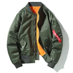 Custom Logo Casual Streetwear Windproof Men's Bomber Jacket Polyester/Nylon Varsity Style Zipper Men's Jacket - Product Image 1