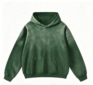 Sudadera con Capucha Extra Grande para Hombre, Color Marrón Sólido, Felpa Francesa, Estilo Casual para Otoño, Corte Regular, Diseño con Bolsillos, Tejido de Punto - Product Image 3
