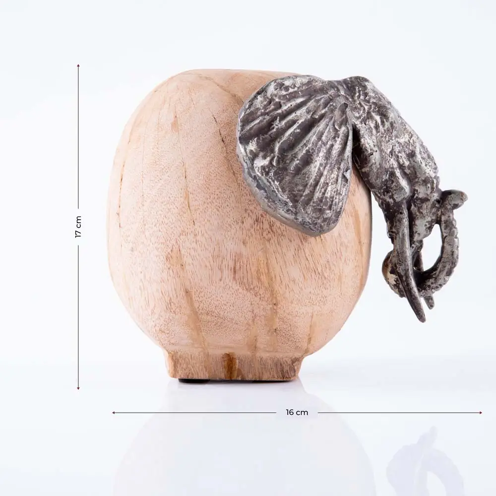 Estátua de madeira em forma de maçã para escultura de metal, elefante fundido, figura de mesa, acento de madeira e alumínio, estátua de venda imperdível