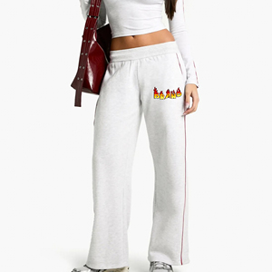 <b>Trousers</b> <b>Elastic</b> <b>Waist</b> Custom High Quality Eco-Friendly Winter Polyester Cotton Blend Fleece High Street Style Wide Bottom - Product Image 1