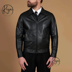 Chaqueta de cuero negra para hombre, estilo blazer vintage, para hombre y mujer - Product Image 4