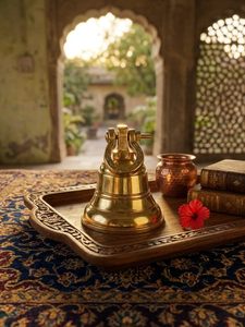 Brass <b>Temple</b> Bell Gold Plated Polished Round <b>Home</b> Decoration Antique Style Medium Size - Product Image 6