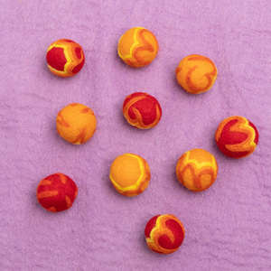 Handmade Child Round <b>Wool</b> Ball Orange Yellow Striped <b>Craft</b> Decoration - Product Image 5
