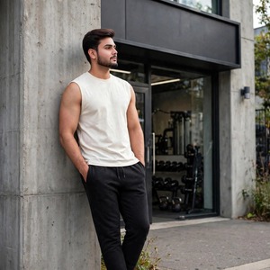 SHAN <b>Men</b> <b>White</b> Graphic Print Tank Top O-Neck Sleeveless Muscle <b>Vest</b> Breathable Casual Summer <b>Men</b> 100% Cotton Sleeveless Tank Top - Product Image 3