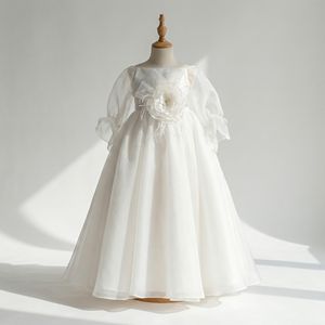 Vestido de Gala con Mangas de Organza Floral 3D de Primera Calidad para Niñas, Ideal para Grandes Ceremonias de Boda - Product Image 1