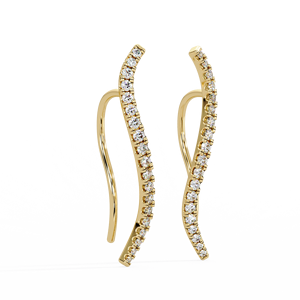 Custom Diamond Jewelry Curved Line Ear Climber <b>Earring</b> 14K Pure Gold Round Cut Lab Grown Diamond Pave Set <b>Fine</b> Jewelry for Women - Product Image 3