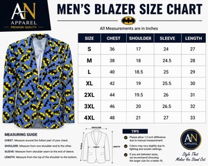 High Quality Men’s Batmaan Print <b>Blazer</b> Jacket Blue Yellow Superhero Cosplay Party Coat - Product Image 6
