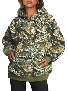 Sudadera con Capucha de Algodón con Estampado de Camuflaje para Mujer, Sudadera Holgada de Felpa, Estilo Casual, Ropa Urbana, Sudadera de Invierno - Product Image 1