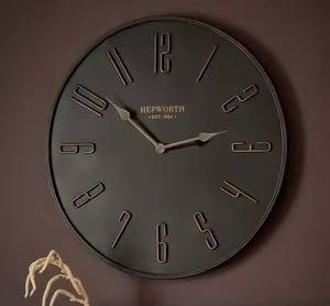 <b>Black</b> Color New Round Metal <b>Wall</b> <b>Clock</b> Analog Quartz Silent Design Minimalist Style Living Room Decoration Use Metal <b>Wall</b> <b>Clock</b> - Product Image 1