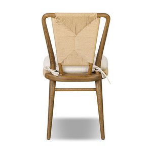 Warm Minimalist Teak Wood <b>Dining</b> <b>Chair</b> Armless Woven Cord Leisure <b>Chair</b> for Cozy <b>Dining</b> Room - Product Image 5