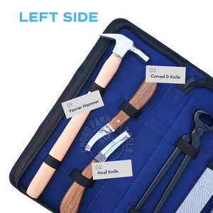 Kit d'outils de fermeur de chevaux avec pince à sabots noire, râpe de finition, lime, marteau à sabots, couteau de coupe double face, couteau courbé et lame en D - Product Image 4