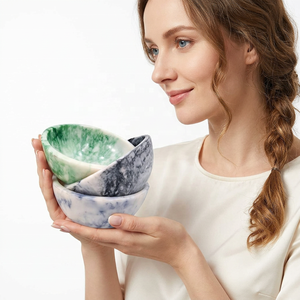 Ensemble de bols en résine écologiques, polis, motif marbré, empilables, design classique pour le service des aliments et les cadeaux - Product Image 1