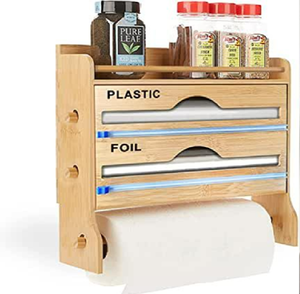 Dispensador y cortador de rollos de cocina compacto de 3 niveles, blanco y marrón, para montar en la pared. Disponible a precios de mayorista. - Product Image 2