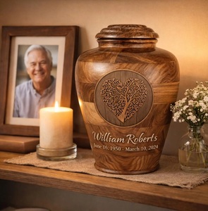 Handcrafted Eco-Friendly Wooden Cremation Urn for Pet with Tree Life Engraving <b>Memorial</b> <b>Box</b> - Product Image 6