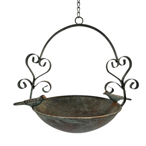 Comedero para pájaros de metal de dos niveles con diseño de pájaro posado para uso en exteriores en el jardín, forma redonda, estilo vintage. - Product Image 4
