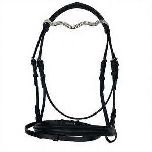 Fabricants de bridons pour chevaux en cuir verni avec large sangle de nez confortable et ornements brillants - Product Image 1