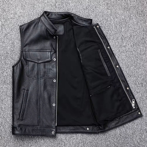 Custom Vintage Brown Leather <b>Vest</b> for <b>Men</b> Genuine Leather Motorcycle Biker <b>Vest</b> OEM ODM - Product Image 3