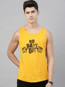 Débardeur jaune sans manches pour homme, imprimé « No Days Off », col rond, décontracté, respirant, en coton, pour l'entraînement - Product Image 5