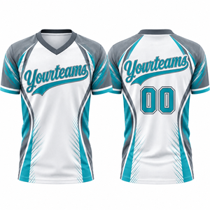 Maillot personnalisé sublimé à col en V unisexe à manches courtes en polyester anti-humidité pour adultes – Tenue de sport pour équipe - Product Image 1