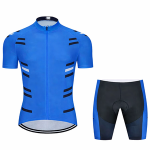 Ensemble de maillot de cyclisme personnalisé homme femme, maillot de vélo à manches courtes et short à bretelles, vêtements de cyclisme respirants et à séchage rapide - Product Image 1
