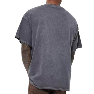 เสื้อยืดโอเวอร์ไซส์ลายกราฟิกสีดำแบบวินเทจสำหรับผู้ชาย ผ้าฝ้ายฟอกสี ทรงหลวมไหล่ตก สไตล์สตรีทแวร์ พิมพ์ลายตามสั่ง - Product Image 5