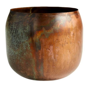 Pot de fleurs en métal finition cuivre antique fait main, pot de fleurs moderne pour l'intérieur, décoration de jardin à domicile, conteneur de luxe pour plantes - Product Image 1