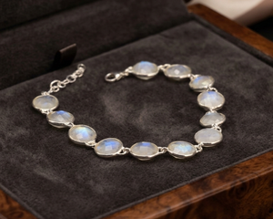 Natural Moonstone <b>Bracelet</b> Handmade Gemstone Beaded <b>Bracelet</b> Adjustable Crystal Jewelry for Women - Product Image 1