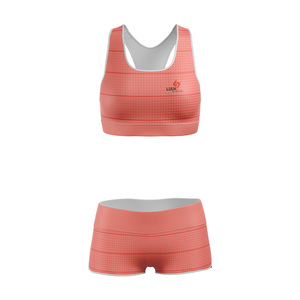 Ensemble de sport 2 pièces sans couture pour femme avec logo personnalisé imprimé par sublimation, soutien-gorge de sport à maintien élevé et short cycliste, ensemble de yoga et de fitness - Product Image 4