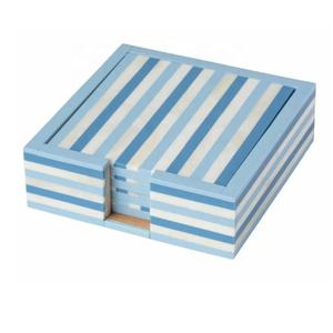 Nouvel arrivage de sous-verres incrustés d'os Ensemble de 4 sous-verres à motif de doublure Thé Café Boisson froide Dessous de verre en os de table Protection contre la chaleur pour cadeau - Product Image 4