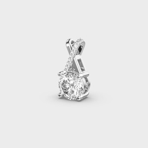 Colgante Solitario Cruzado con Diamante Cultivado en Laboratorio, Corte Redondo, Certificado IGI, con Micro Pavé en Plata de Ley 925 - Product Image 2