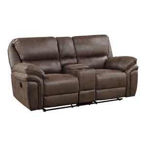 Design moderno 1 pezzo tappezzeria in microfibra marrone struttura in legno massiccio reclinabile Loveseat mobili da soggiorno di peluche - Product Image 3