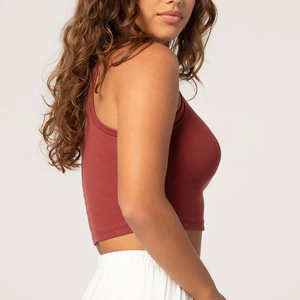 Solid Basic Hip Hop Streetwear Casual Custom Short Crop <b>Top</b> for Women Cotton Ribbed Summer Sleeveless Tank <b>Tops</b> with Ribbons - Product Image 5