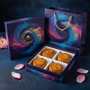 Boîte personnalisée avec impression sur mesure pour l'emballage de gâteaux de lune du Festival de la Mi-Automne, avec tiroir et insert personnalisé - Product Image 2