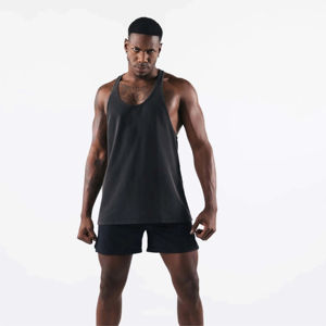 Débardeur de sport pour homme en coton écologique, respirant, séchage rapide, vêtement de fitness, matière douce et élastique, détails vintage sur le devant - Product Image 1