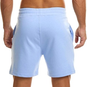 Men's Light Blue Cotton Bermuda Shorts Mid Waist <b>Drawstring</b> Casual Style For Men - Product Image 3