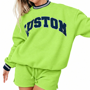 Sweat-shirt surdimensionné personnalisé OEM/ODM avec col rayé et poignets côtelés, imprimé avec des lettres personnalisées, en molleton doux - Product Image 4