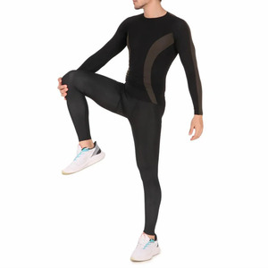 Conjunto Deportivo de Compresión de 2 Piezas para Hombre, Personalizado al por Mayor, Transpirable, Absorbente de Sudor, para Gimnasio y Running - Product Image 1