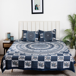 Premium Elephant Printed Soft Cotton <b>Bedding</b> Double Bed Flat <b>Bedding</b> 2 Pillow Covers <b>Hotel</b> & Home <b>Style</b> Wholesale Price - Product Image 6