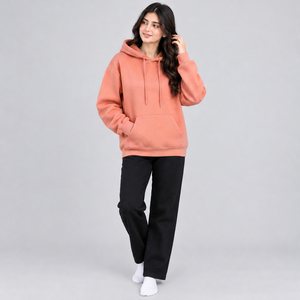 Sweat-shirt à capuche pour femme avec passe-pouce, manches longues, coupe classique, en polaire légère, style décontracté et sportif - Product Image 1