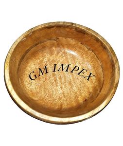 Vente chaude 9.5 pouces rond en bois d'acacia artisanat bol de service fait à la main en bois salade et bols de fruits gravure GM Impex produit ligne - Product Image 1
