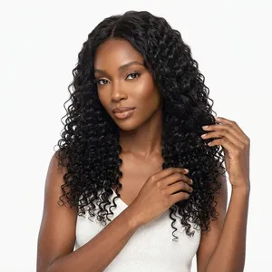 100% Remy Weft Curly Hair Highlighted Full Lace <b>Wig</b> <b>Long</b> Brown Natural Wave Texture Human Weft Customizable - Product Image 4