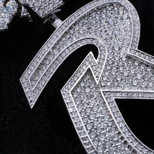 Iced Out Custom Rhodium Plated Hiphop Style Certified Mossanite Charm <b>Pendant</b> with <b>Initial</b> Letter 925 Sterling <b>Silver</b> - Product Image 2